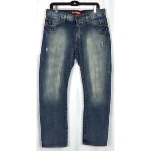 Express 100% Cotton Mid-Rise KINGSTON Classic Fit Boot Cut Jeans Men's 32 X 30